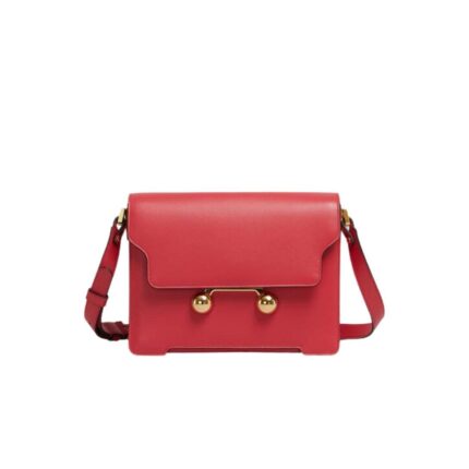 MARNI RED LEATHER TRUNKAROO MEDIUM SHOULDER BAG