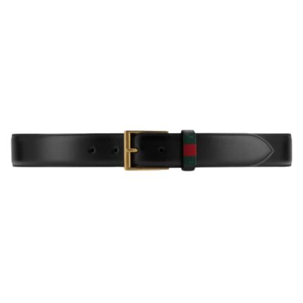 GUCCI LEATHER BELT WITH WEB