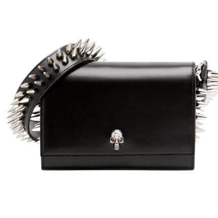 ALEXANDER MCQUEEN WOMANS THE BIKER SMALL SKULL BAG IN BLACK