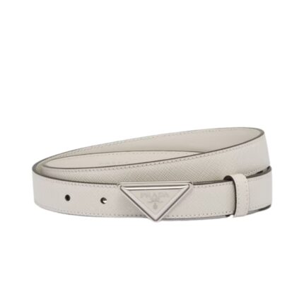 PRADA SAFFIANO LEATHER BELT IN WHITE
