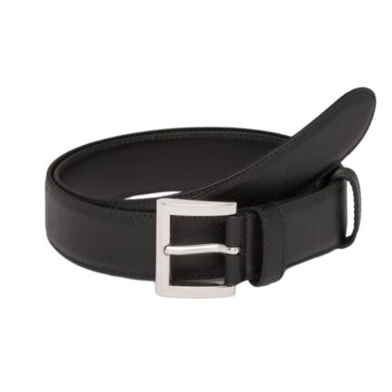 PRADA SAFFIANO LEATHER BELT IN BLACK