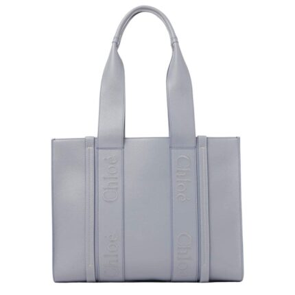 CHLOE MEDIUM WOODY TOTE BAG STORM BLUE