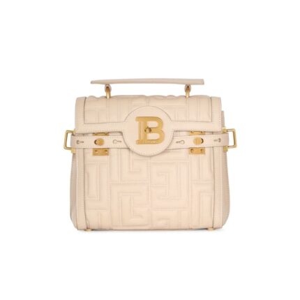 BALMAIN B-BUZZ 23 BAG IN MONOGRAM QUILTED LEATHER